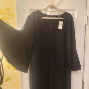 Ashley Stewart NWT Elegant Black Dress with Flared Sleeves